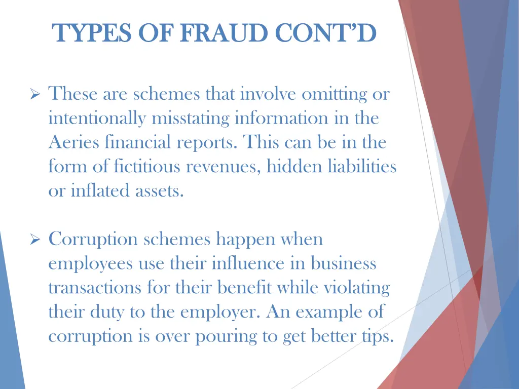 types of fraud cont d types of fraud cont d