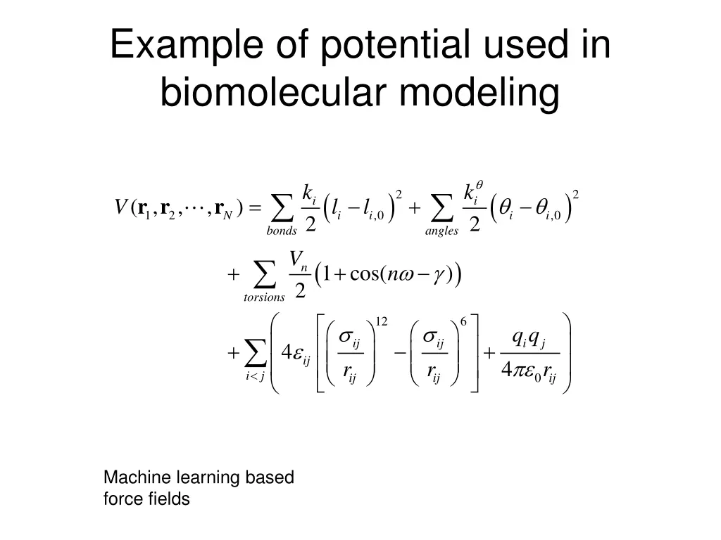 example of potential used in biomolecular modeling
