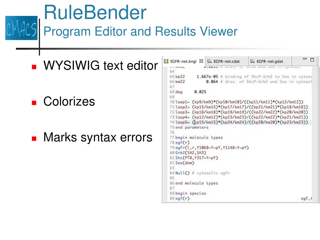 rulebender program editor and results viewer