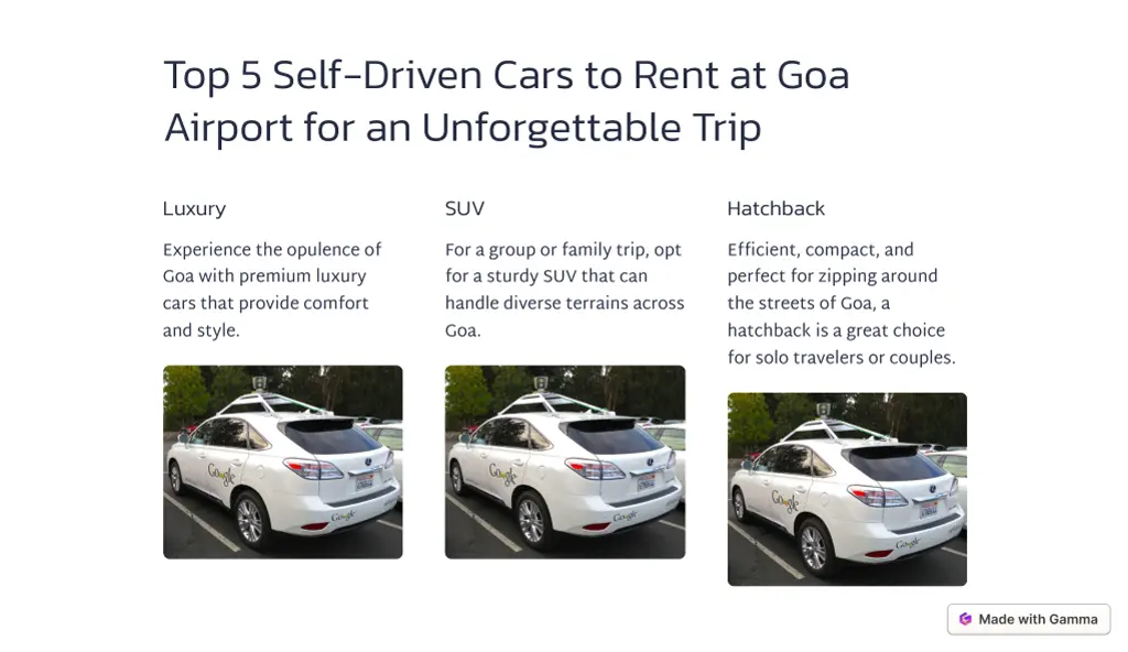 top 5 self driven cars to rent at goa airport