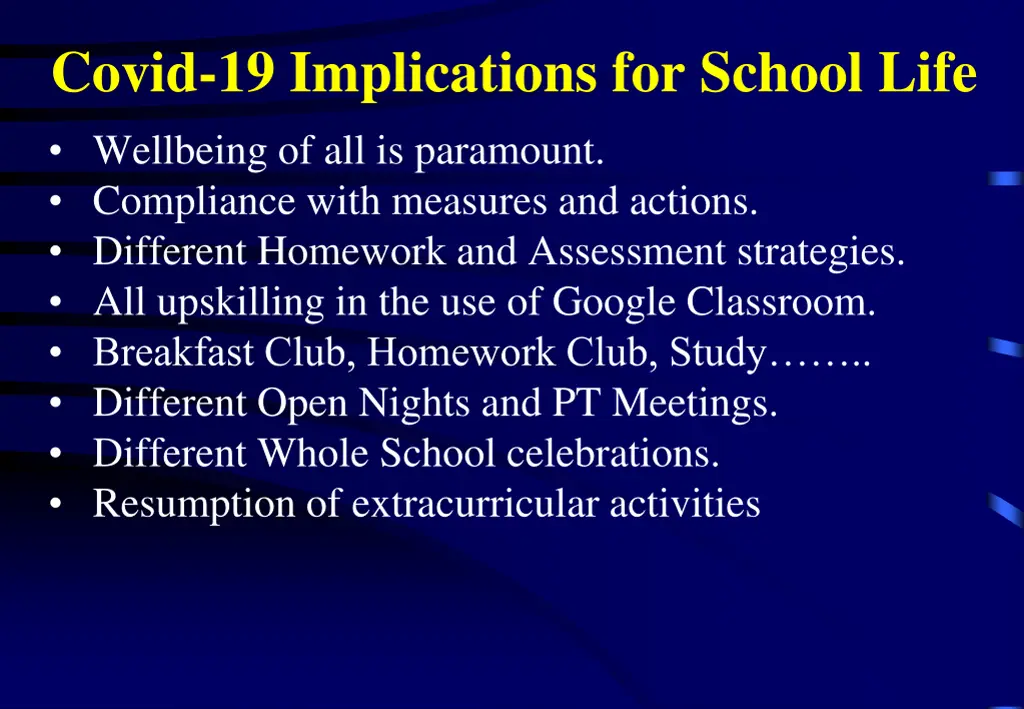 covid 19 implications for school life