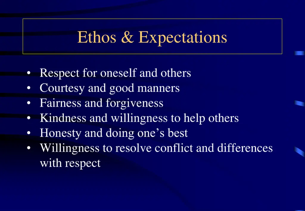 ethos expectations