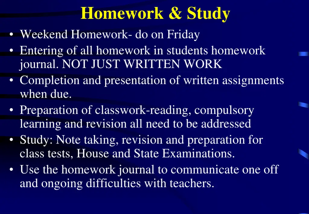 homework study weekend homework do on friday