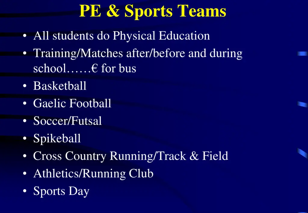 pe sports teams