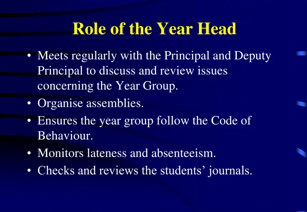 role of the year head