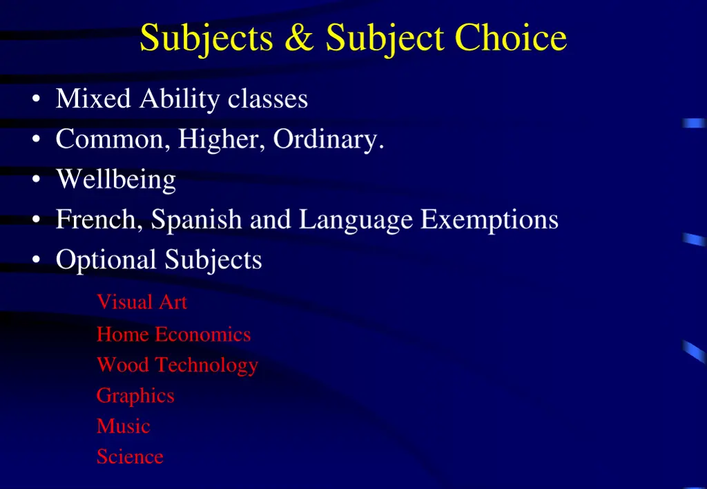 subjects subject choice