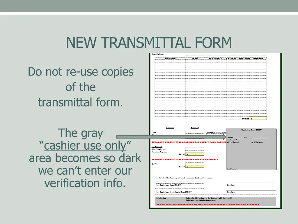 new transmittal form