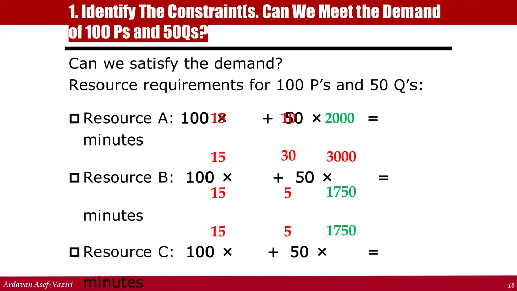 1 identify the constraint s can we meet