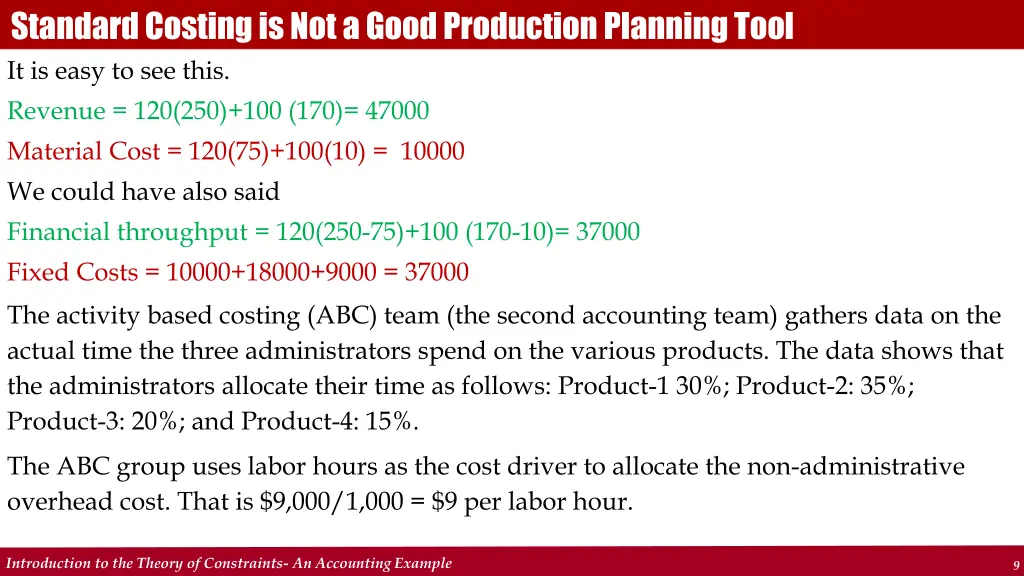 standard costing is not a good production