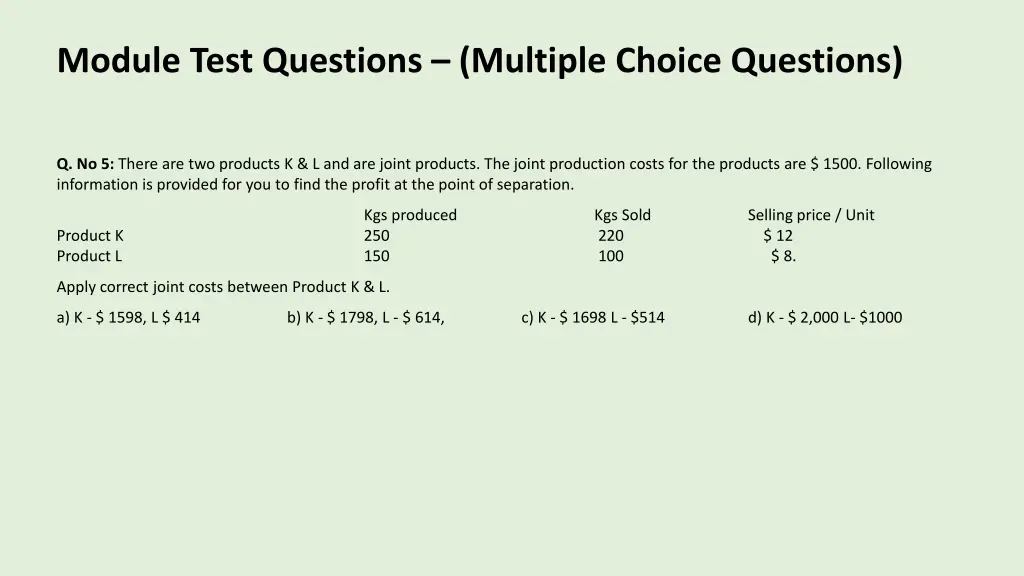 module test questions multiple choice questions 2