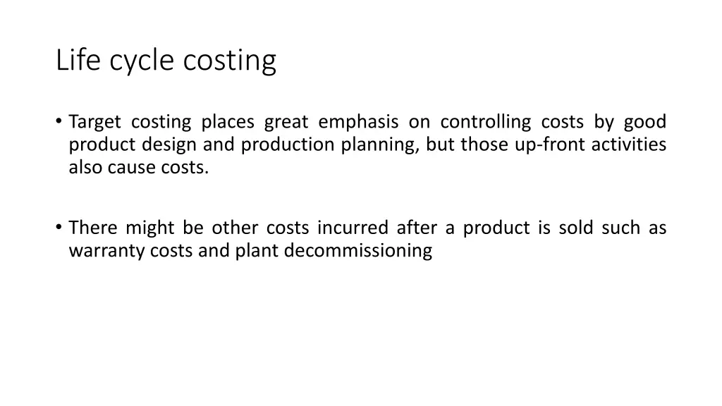 life cycle costing