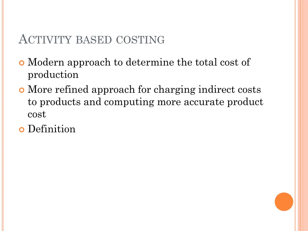 a ctivity based costing