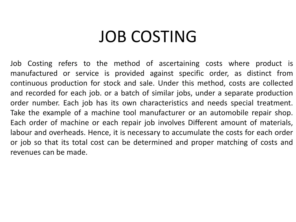job costing