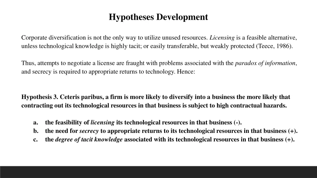 hypotheses development 1