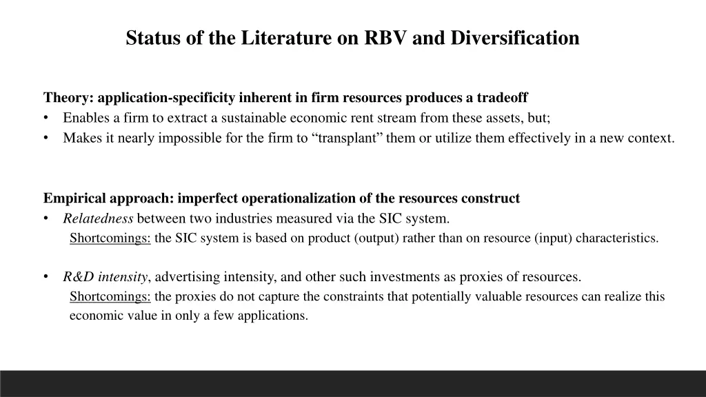 status of the literature