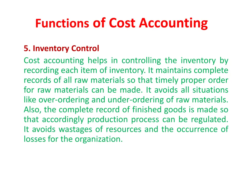 functions of cost accounting 5