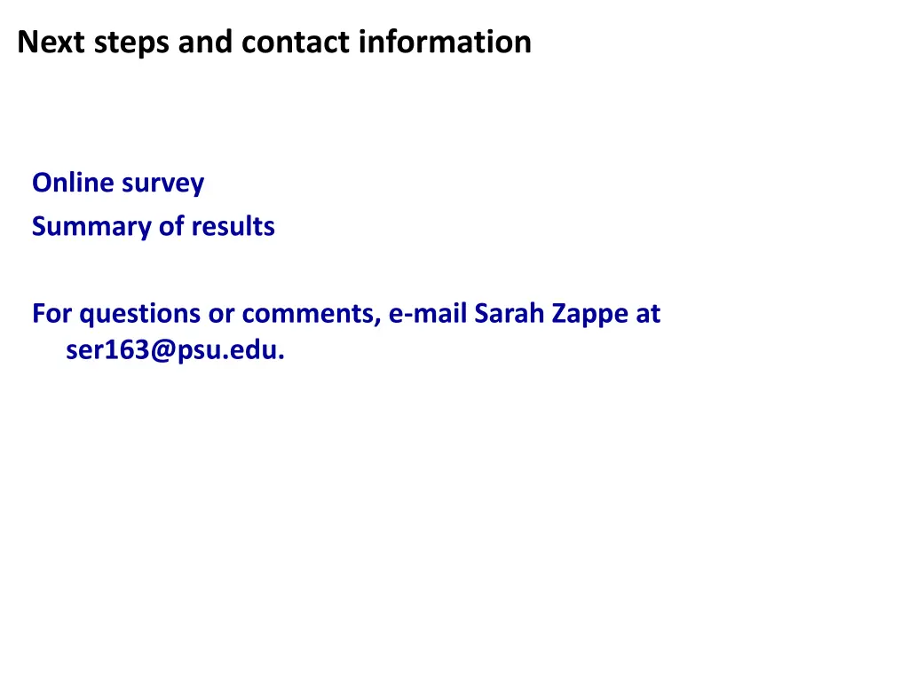 next steps and contact information