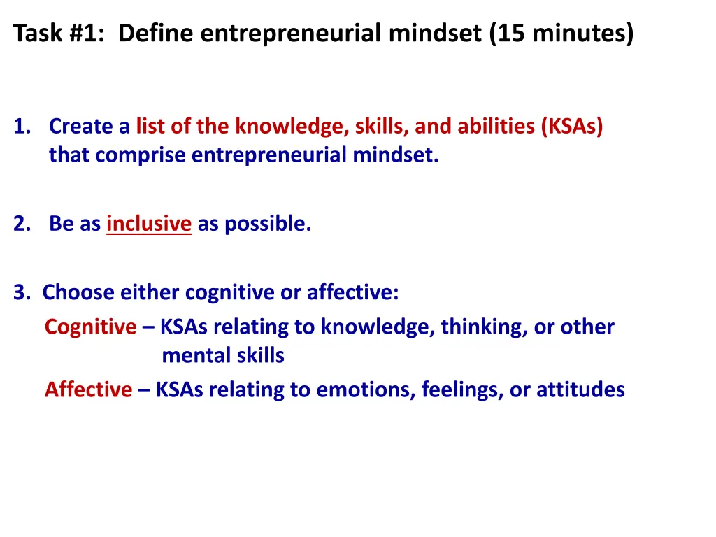 task 1 define entrepreneurial mindset 15 minutes