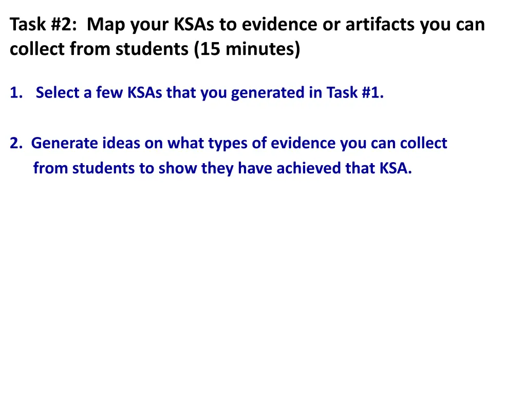 task 2 map your ksas to evidence or artifacts