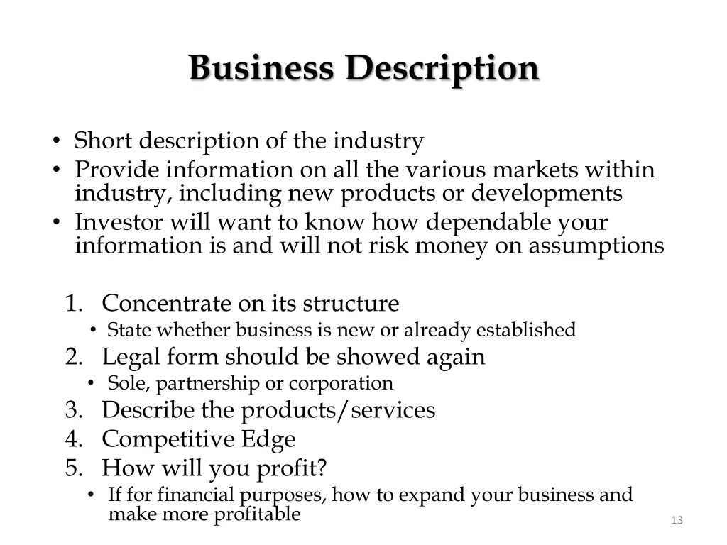 business description