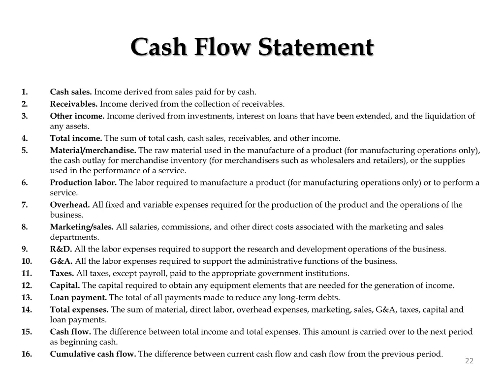 cash flow statement