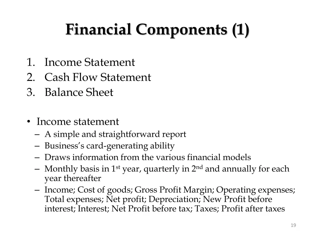 financial components 1