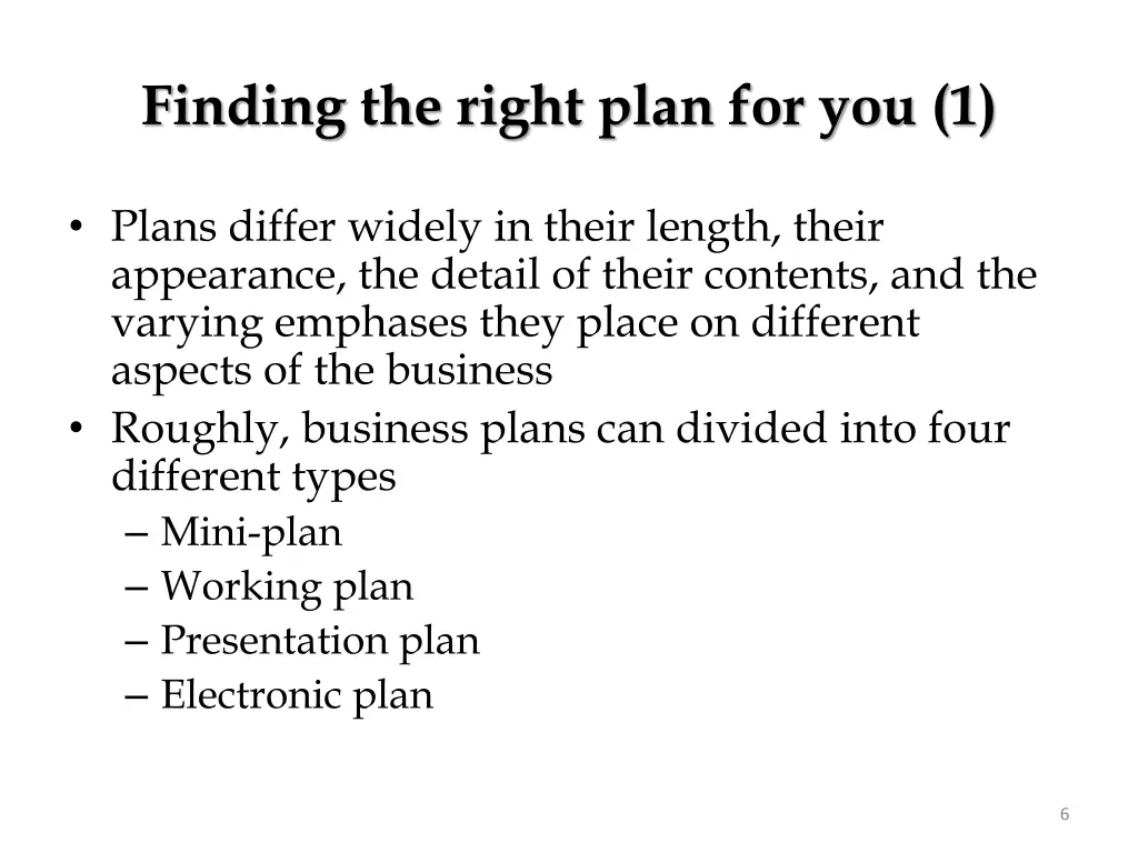 finding the right plan for you 1