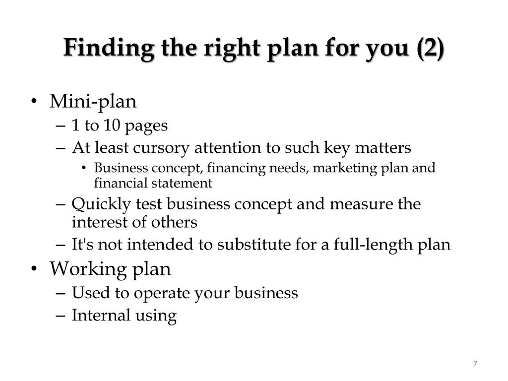 finding the right plan for you 2