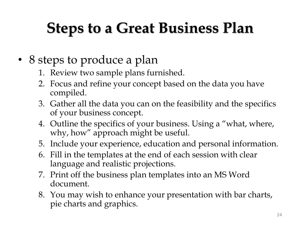 steps to a great business plan
