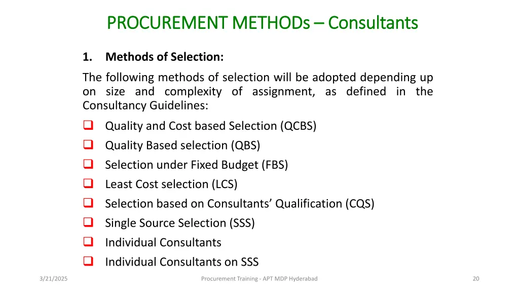 procurement methods procurement methods
