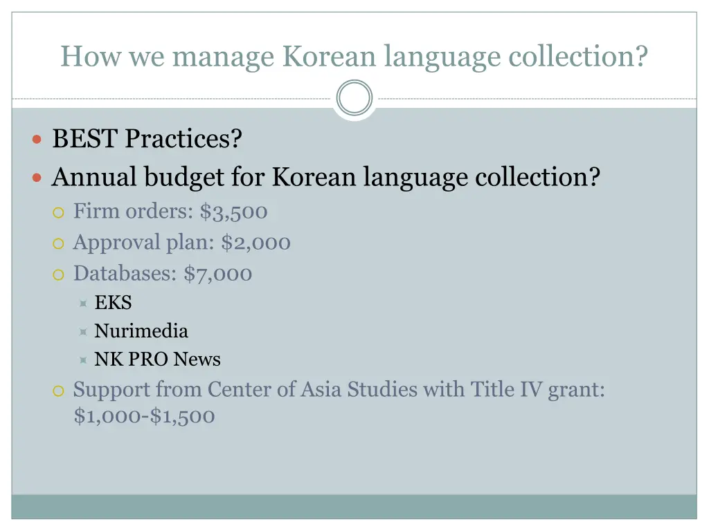 how we manage korean language collection