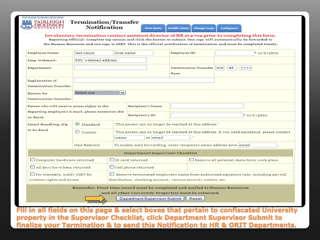 fill in all fields on this page select boxes that