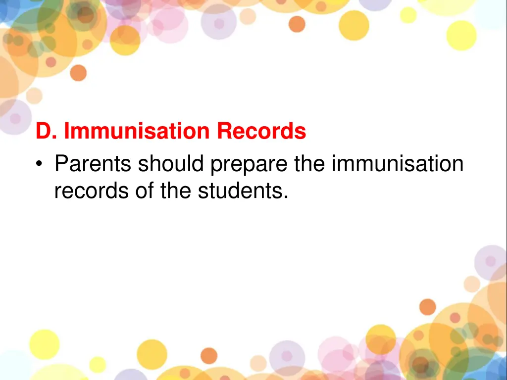 d immunisation records parents should prepare
