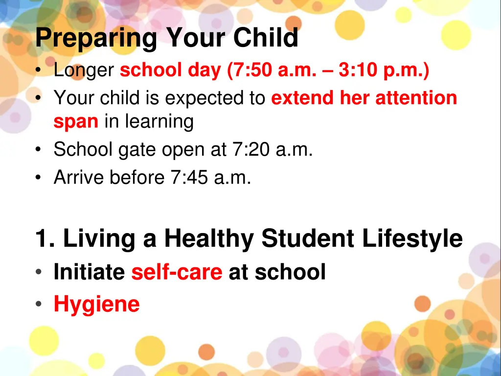 preparing your child longer school
