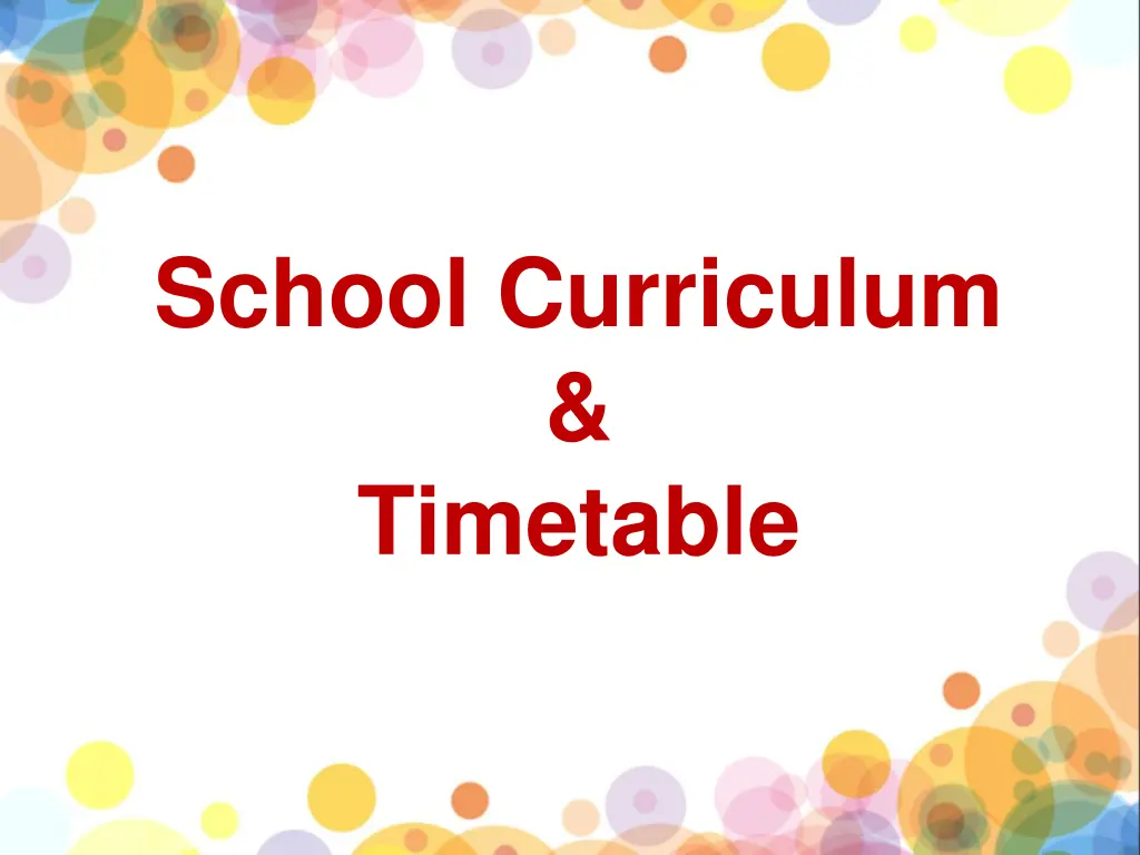 school curriculum timetable