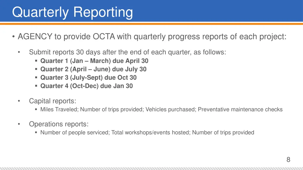 quarterly reporting