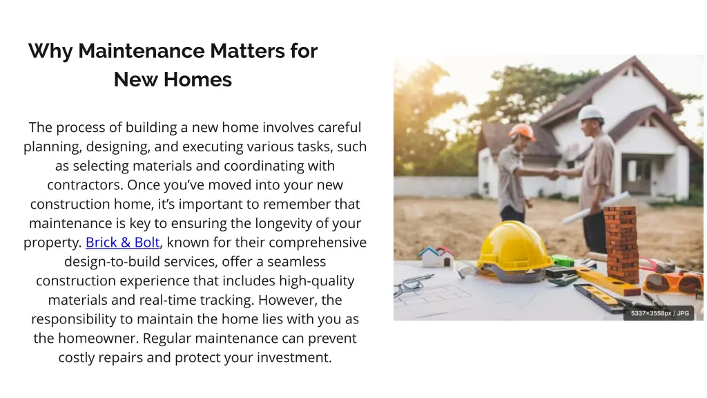 why maintenance matters for new homes