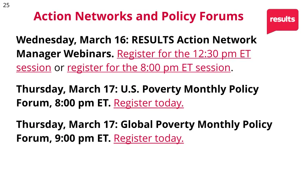 action networks and policy forums