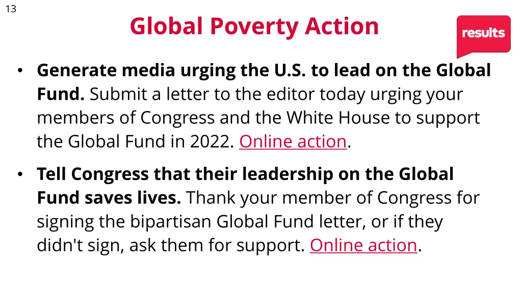 generate media urging the u s to lead