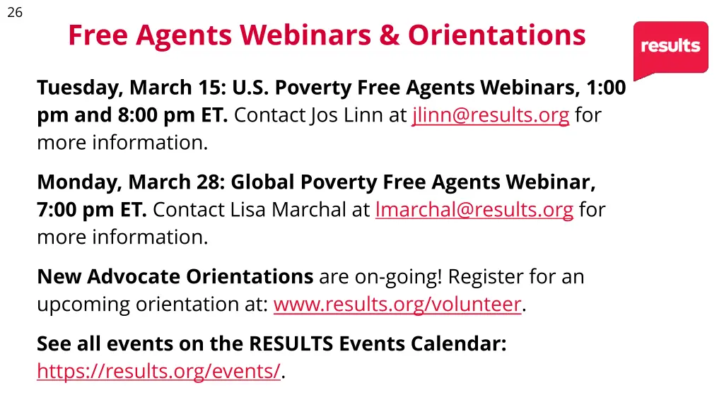 tuesday march 15 u s poverty free agents webinars