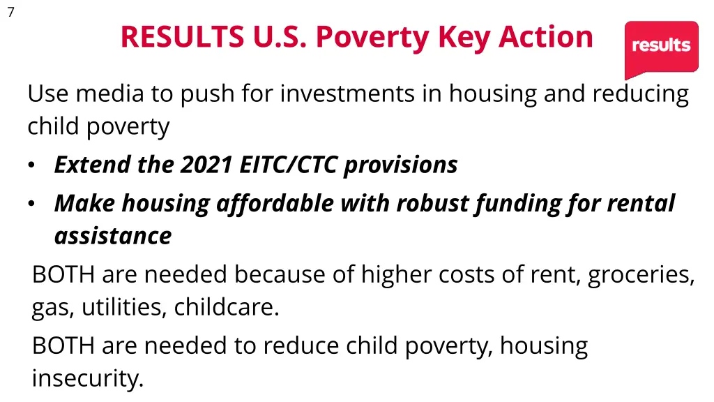 use media to push for investments in housing