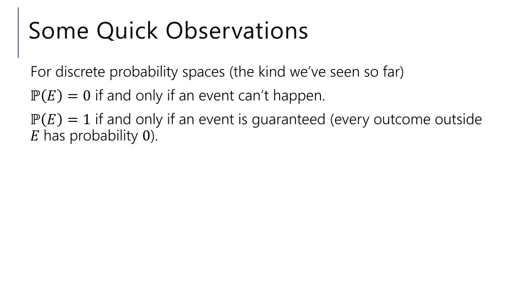 some quick observations 1