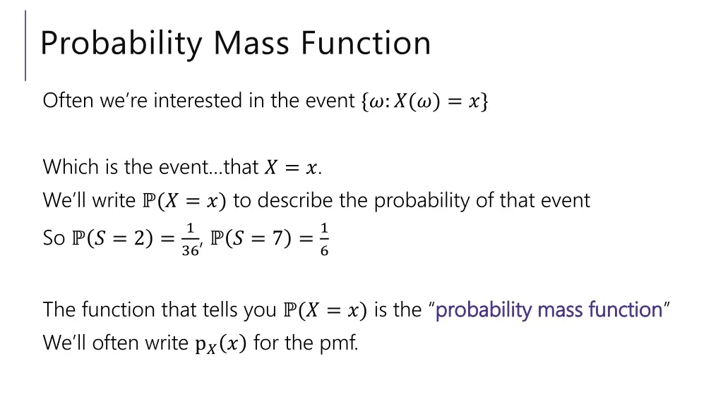 probability mass function