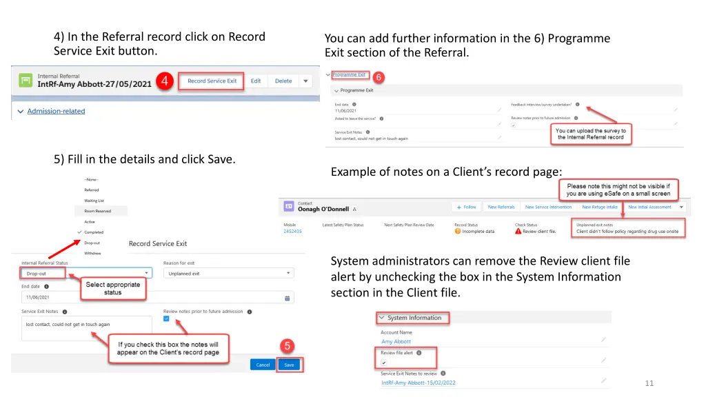 4 in the referral record click on record service