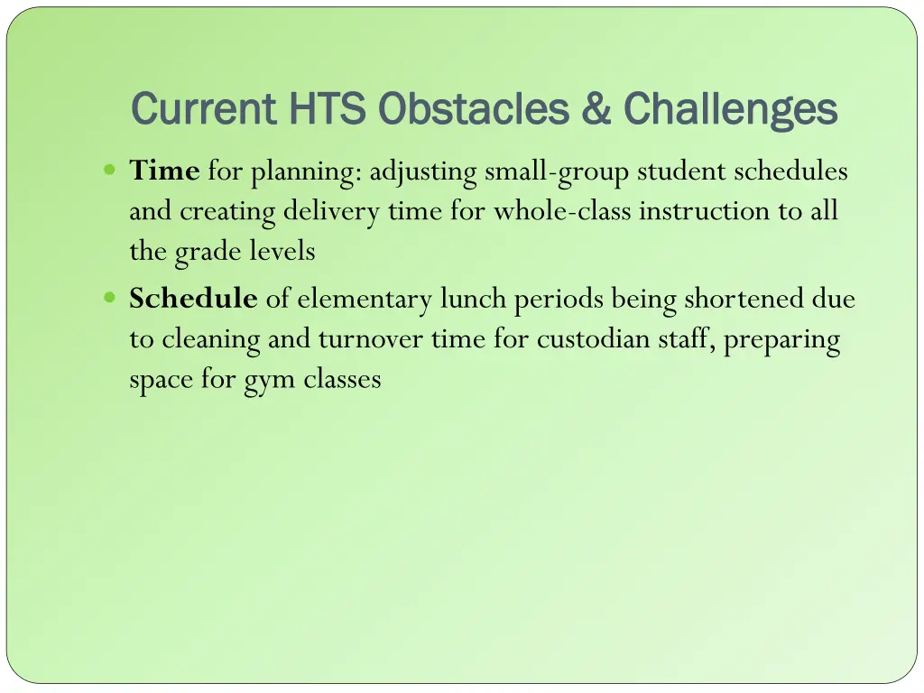 current hts obstacles challenges current