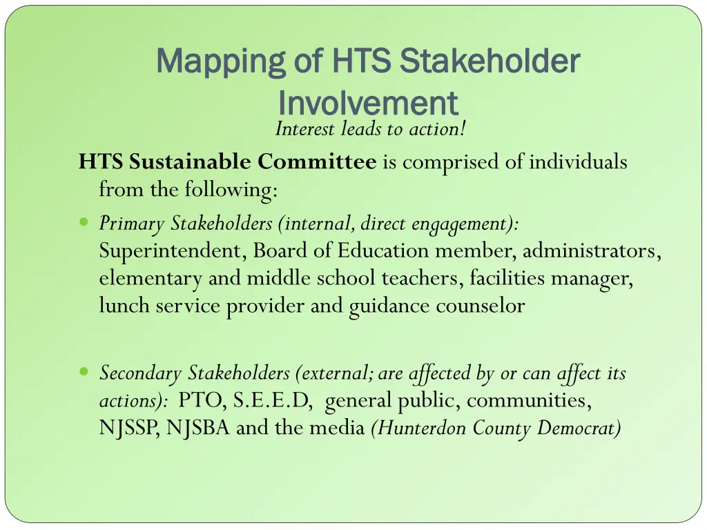 mapping of hts stakeholder mapping