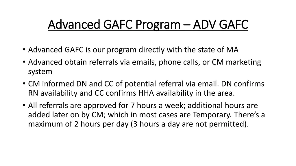 advanced gafc program advanced gafc program