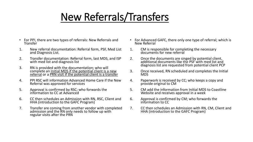 new referrals transfers new referrals transfers