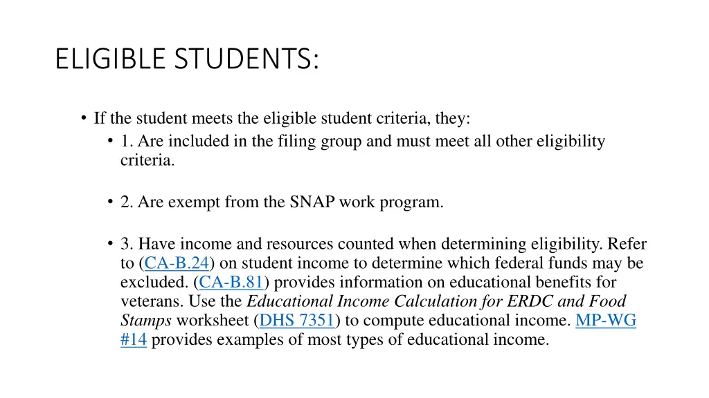 eligible students