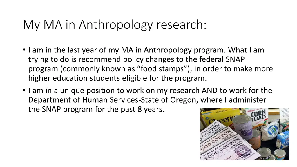 my ma in anthropology research